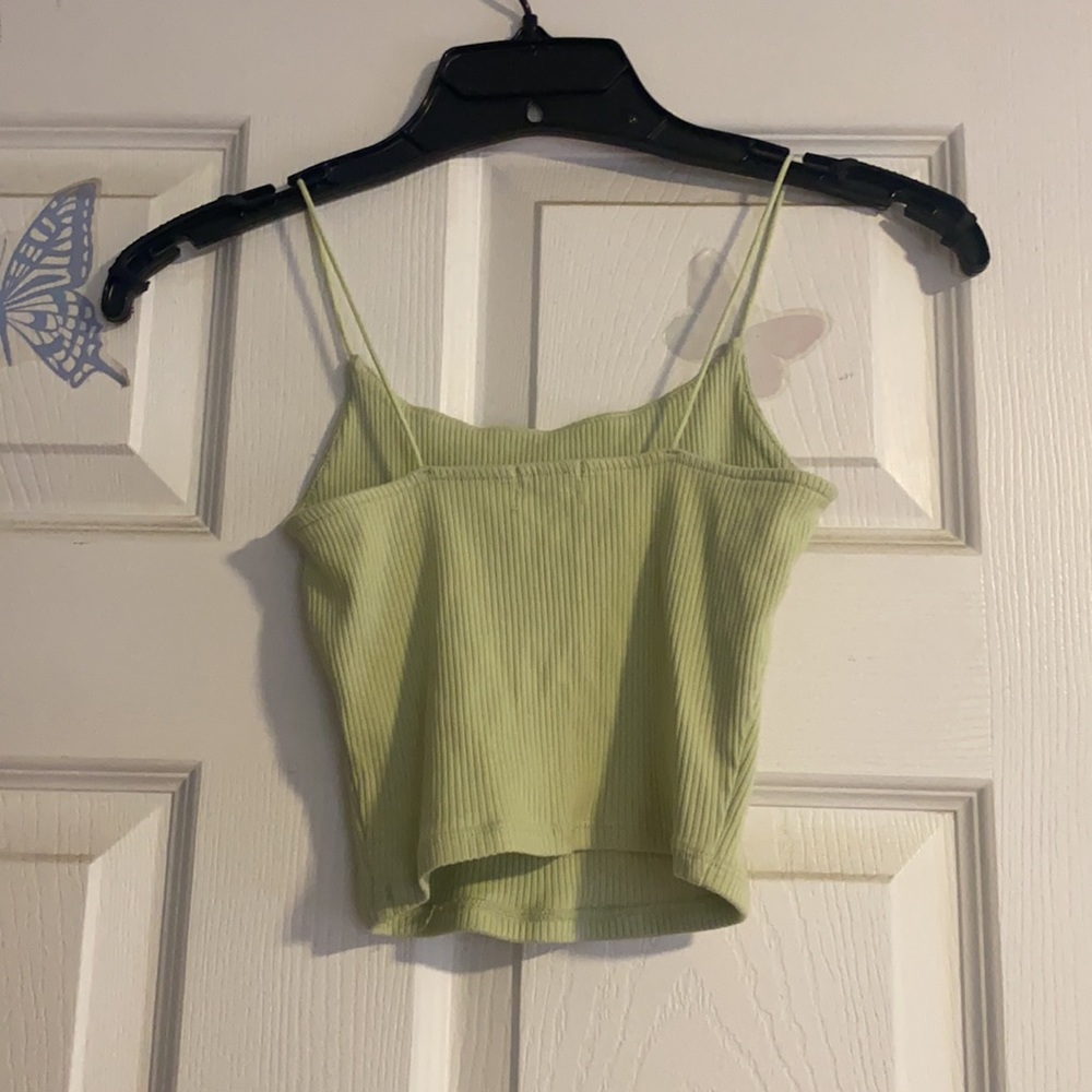 Garage Green Ribbed Cropped Tank Top in Women’s - Picture 2 of 2